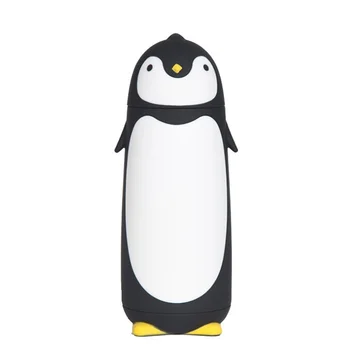  10.0 oz Pingvinas Animacinių filmų Vandens Butelis Vaikams Stiklo Tiesiai Gerti Anti Kritimo Nuotėkio Įrodymas Dovana Animacinių filmų Pingvinas Taurės Juoda