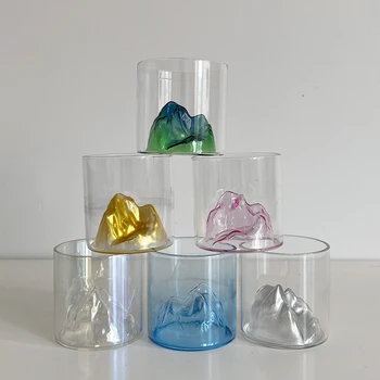  Didelių 3D Kalnai Japonijos Viskio Taure Senamadiškas Viskio Roko Stiklo Viskio stiklo, Medienos Dovanų Dėžutėje Degtinės Masažuoklis Vyno Taurės