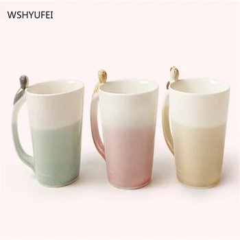  Japonų stiliaus vieno kačių keramikinis puodelis ranka-dažytos pusryčių kavos puodelio išskirtinį išskirtinį prabangos nustatyti popietę arbatos puodelio
