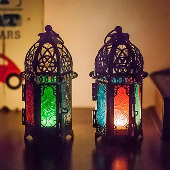  Maroko Stiliaus Žvakių Laikiklis Votive Žvakės Laikiklis Kabinti Geležies Apdailos Žibintų Žvakidė Žibinto Stiklas Tamsintas Namų O3G9