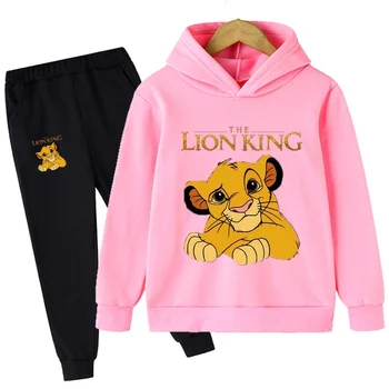  Kūdikių Berniukų, Mergaičių Liūtas Karalius Hoodies Rinkiniai Rudens Žiemos Naujų Vaikų Medvilnės Disney Simba Megztiniai Kelnės, Kostiumai Komplektai
