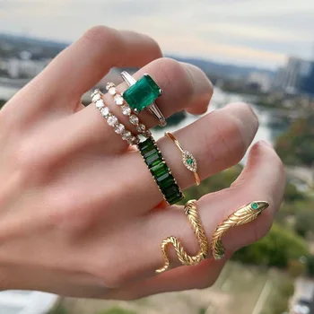  Naujas Žalias Perlas Nerūdijančio Plieno Žiedai Moterims Kristalų Aukštos Kokybės Fidget Žiedas Nustatyti Estetinius Gyvatė Mados Juvelyrika Priedai