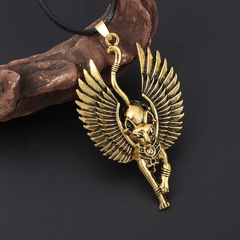 Aukso Spalvos Egipto Katė Karoliai Moterims, Vyrams, Senovės Egiptas Papuošalai Derliaus Bastet Karoliai Amuletas, Talismanas