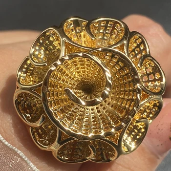  Dubajus Afrikos Juvelyrika Dydis Reguliuojamas Etiopijos Aukso Žiedus Mergaitės Dovana Vestuvių Žiedai Dideli, Perdėtas Gėlių Žiedai