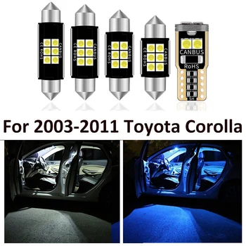  9pcs Automobilių Balta Interjero LED Lemputės Paketą, 2003-2006 M. 2007 M. 2008 M. 2009 M. 2010 M. 2011 M. Toyota Corolla Žemėlapis Dome Licencijos Lempos Šviesa