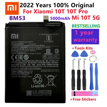  Xiaomi 100% Origina Bateriją BM53 Už Xiaomi 10T 10T Pro Mi 10T 5000mAh BM53 Baterijų Bateria+ Nemokamas Įrankiai