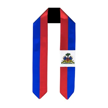 Haityje Nacionalinės VĖLIAVOS šalikas Baigimo Pavogė 180*14cm Bakalauro Suknelė Aksesuaras Satino Baigimo Varčios