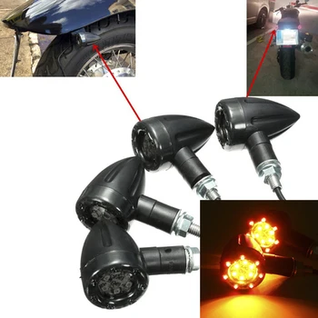  1pc Motociklas Dviratis LED Gintaro+raudona Posūkio Signalo Indikatorių Šviesos Indikatoriaus Lemputės