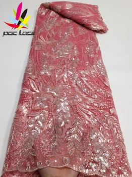  Naujas Prabangus Vamzdis Nėrinių Audinys, Siuvinėjimo Afrikos prancūzų Akių Nėrinių Audinio Nigerija vakarinę Suknelę Šalis Suknelė LY1620-1