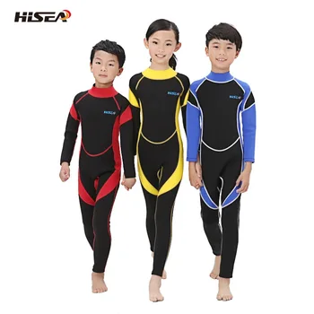  Hisea wetsuits vaikai 2,5 mm neopreno berniukų, mergaičių hidrokostiumą, viso kūno, Banglentės Snorkling Pavasario plaukimo kostiumas