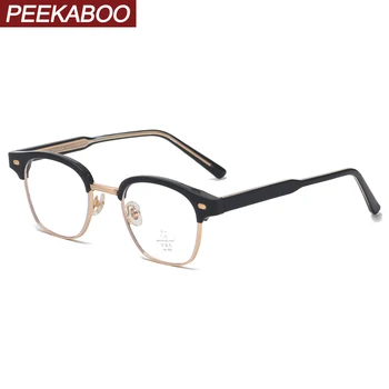  Peekaboo retro mėlyna šviesa akinius moterims, skaidraus lęšio TR90 optiniai akinių rėmeliai, skirti vyrų rankų darbo, aukštos kokybės puse rėmelį