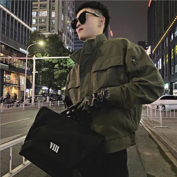  2022 M. Rudenį Korėjos Streetwear Multi-Pocket Vyrų Krovinių Jacket Mens Medvilnės Striukės Atsitiktinis Darbo Drabužiai Vyriška Striukė Jaqueta Masculina
