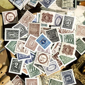  80 vnt./pak Derliaus Stamp Stiliaus Lipdukai Nustatyti Dekoratyvinis Scrapbooking priedai, Dienoraštį, Albumą Kanceliarinių Klijų 
