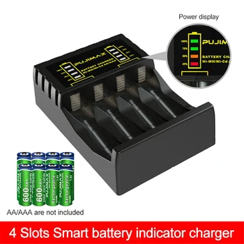  Naujas 4-Lizdas Greitai Smart Elektroninių Įkroviklis Li-Ion Baterija Usb Nepriklausomas Krovimo Nešiojamas Su Led Indikatorius, Aa/Aaa Ni-Mh