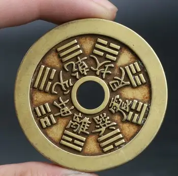  Kinų Bronzos Aštuonių Diagramų Vario Pinigų Amuletas Pakabukas Exorcise Piktųjų Dvasių Statula