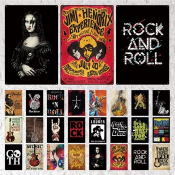  Rock and Roll Alavo Pasirašyti Roko Muzikos grupės Metalo Gerbėjų Plakatas Star Sienų Dekoras Muzikos Klubas Tikis Baras Meno Sienos Dekoratyvinis Ketaus Plokštė