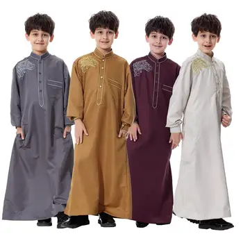  Naujas Musulmonų Berniukų Vaikai Skraiste Saudo Thoub Jubba Thobe Daffah Arabų Suknelė Islamo Drabužių Maxi Suknelė Abaja Ramadanas Thawb Artimuosiuose Rytuose