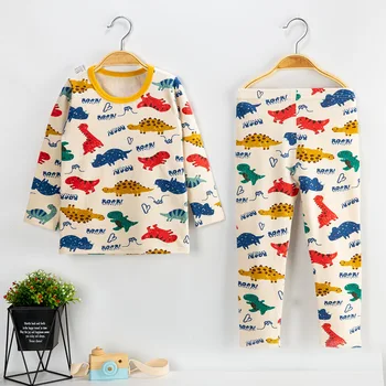  Berniukai Pižamos Rinkiniai Medvilnės Mergaičių naktiniai marškiniai, pižamos Rudens Žiemos Ilgos Rankovės Dinozaurų Vaikų Drabužių Sleepwear Vaikams, Naktiniai Drabužiai
