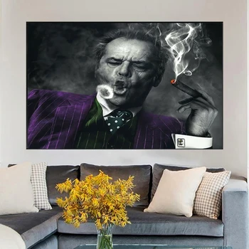  Jack Nicholson Joker Piktadarys Rūkyti Cigarų Drobės Tapybos Filmo Plakatą ir Spausdinimo Sienos Menas Nuotraukas Cuadros už Kambarį