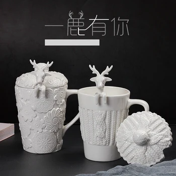  320ML, porceliano elnių snaigės deisgn kavos puodelis, kalėdų puodelis, taza kavinė arbatos puodelio, juokingi keramikos puodelis, stiklinės mielas dovana