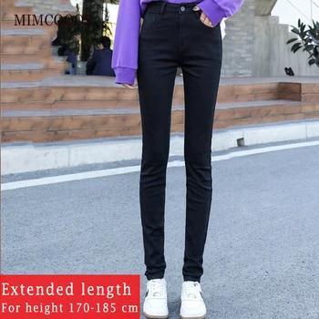  2022 m. Pavasarį Moterys Atsitiktinis Kelnės Naujas Stilius 170 Ūgio Pratęstas Black Džinsai Moterų 175 Mergaitė, Ilgo Pieštuko Džinsinio audinio Kelnės Ilgis 110cm