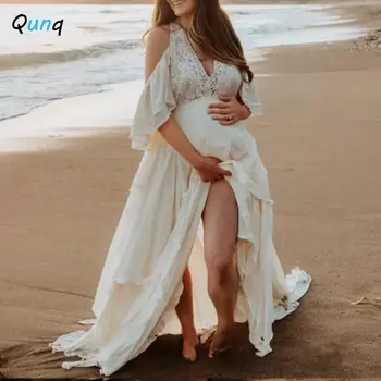  Qunq 2022 Nauja Motinystės Suknelė, Kietas Princesė Rankovės Kratinys Nėščios Moters Nėrinių Suknelė Elegantiškas Nėštumo ropa de maternidad