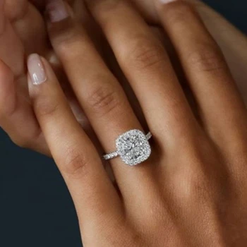  Naujos Mados Kristalų Dalyvavimas Nagų Dizaino Karšto Parduoti Žiedus Moterims AAA Balta Kubinis Cirkonis elegantiškas žiedai Moterų Vestuvių Papuošalai