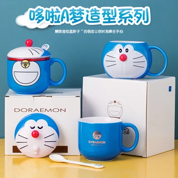  Doraemon Puodelis Vaikų Keramikos Animacinių filmų Puodelis Vandens, Puodelis Pora Poros Puodelis su dangteliu Gimtadienio Dovana Mašina Cat