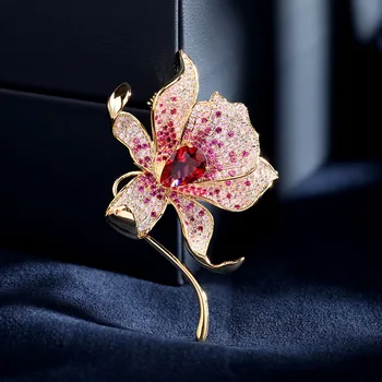  hotsale naujas elegantiškas lady papuošalai aksesuaras populiarus kubinis cirkonis apakinti tulpių suknelė sagė pin motinos skara sagtis