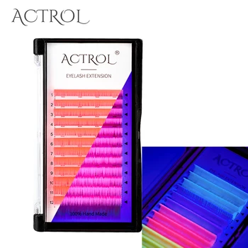  ACTROL UV Neon Blakstienų priauginimo Švyti Tamsoje Blakstienas Liuminescencinės Ryškiai spalvoti Urmu Klasikinis, Individualaus Blakstienų Didmeninės
