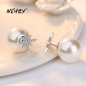  NEHZY 925 silver needle Naujas moterų mados aukštos kokybės papuošalų crystal pearl cirkonis paprasta, retro star, gėlių auskarai